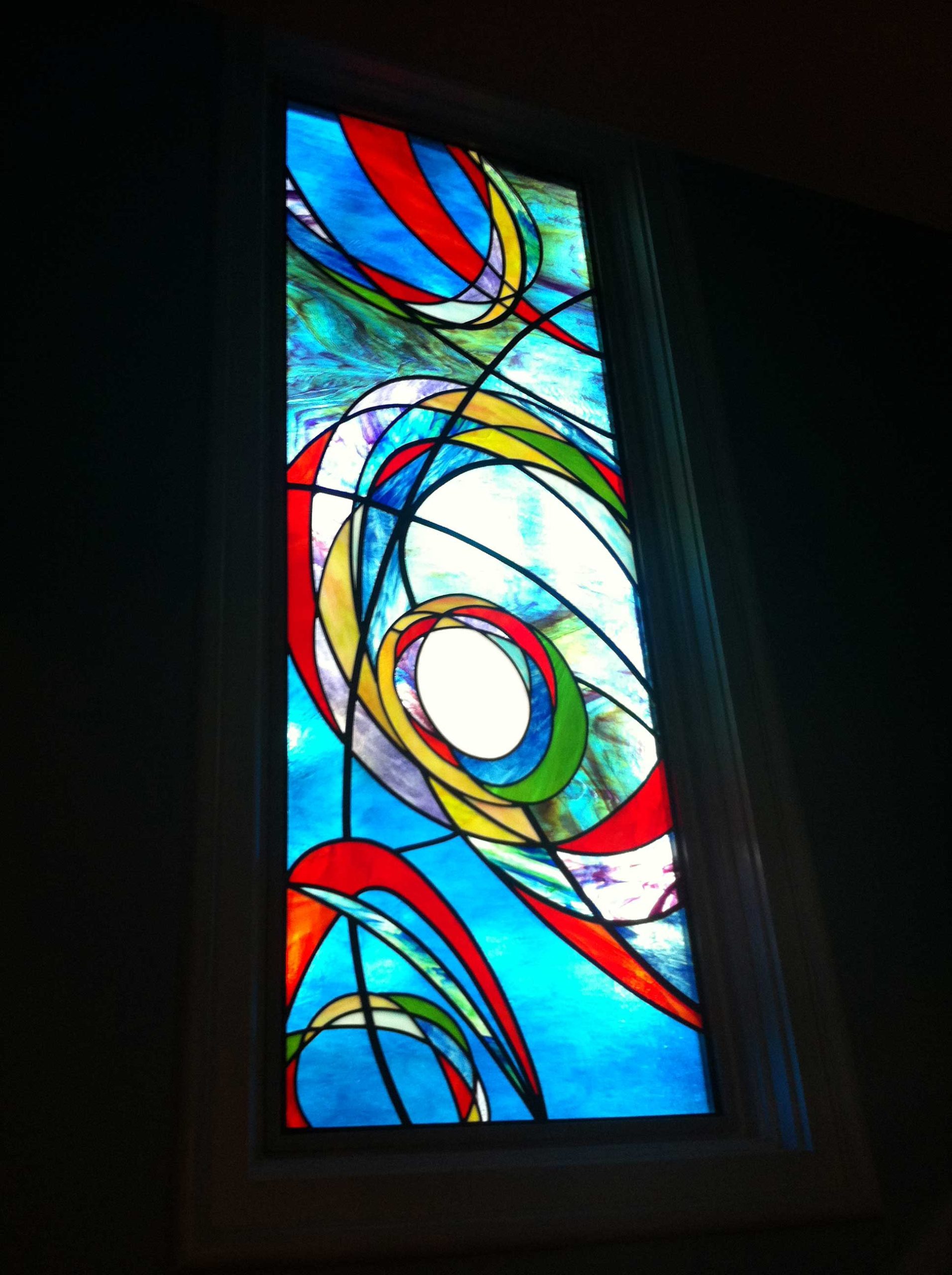 Vibrant Art Glass Window Design with Stained Glass features